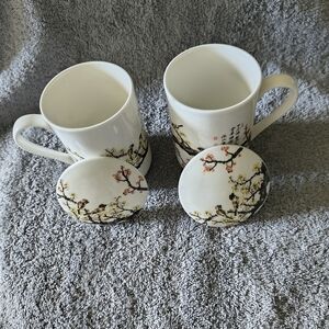 Hankook 4-Piece Set Cherry Blossoms Mugs With Lids Kitchen Home Decor Company